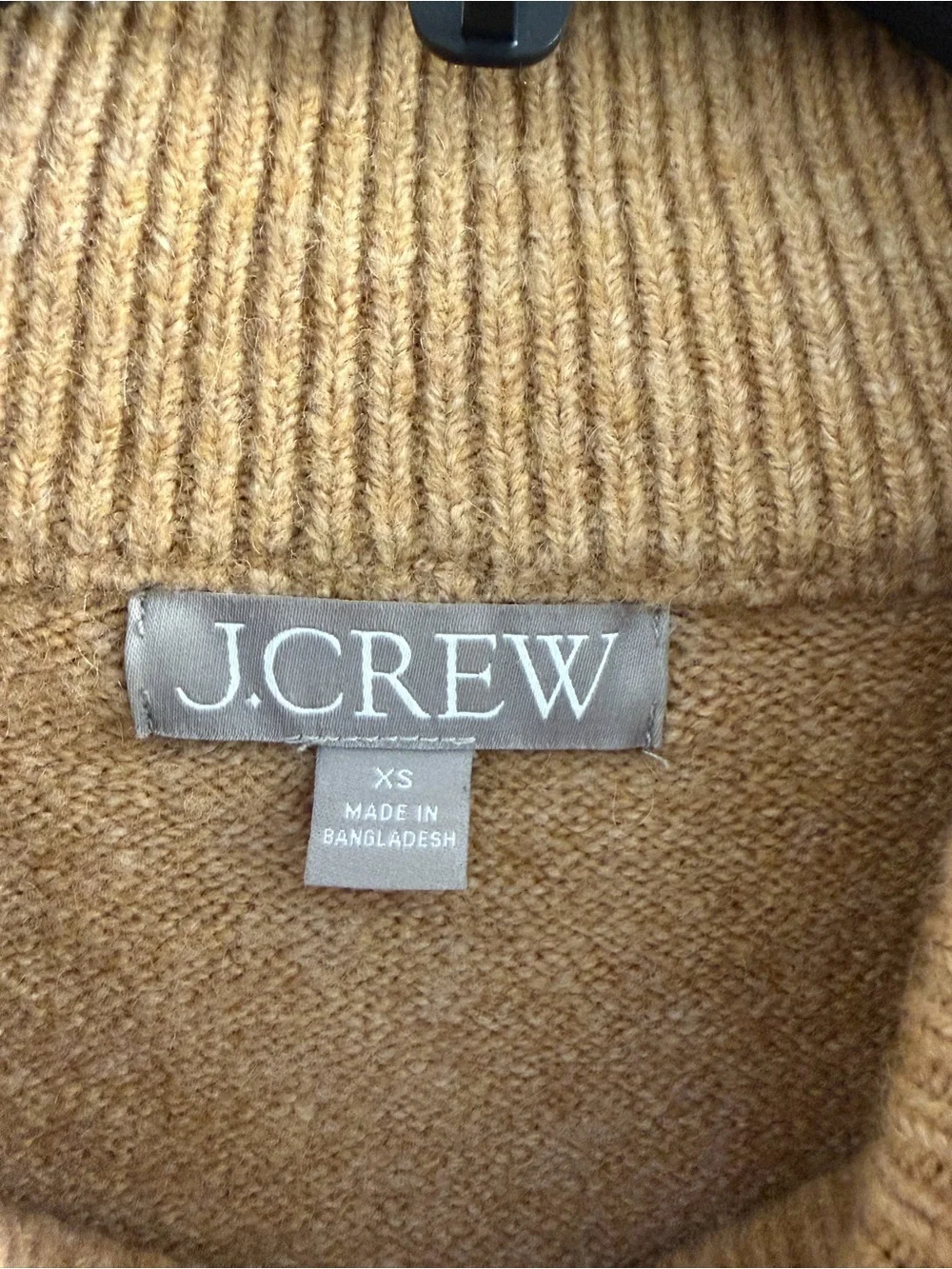 J. Crew Camel and Black Striped Turtleneck Sweater